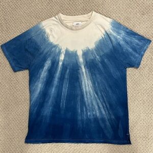 Mr P Porter Ecru Off White Blue Tie Dye Pure Cotton Short Sleeve T Shirt Large